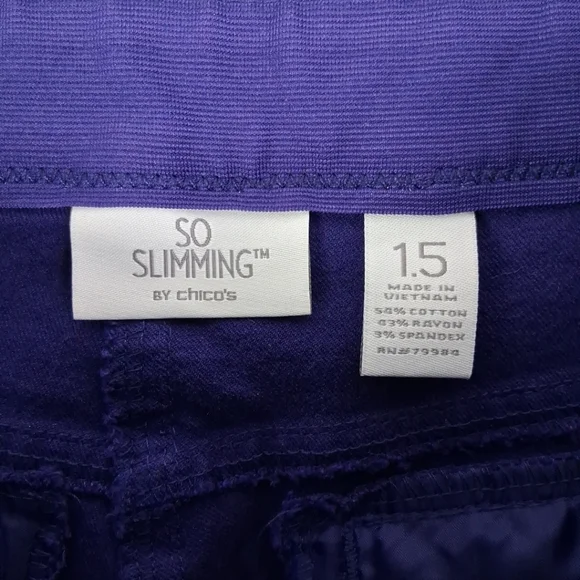 Chico's So Slimming Purple Stretchy Cropped Ankle Jeans 10 Capri - Picture 7 of 7